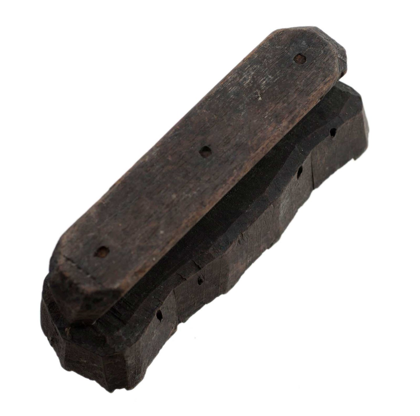 Ancien Grand Tampon À Impression Batik En Bois – Motifs Géométriques, Fleur Et Cachemire