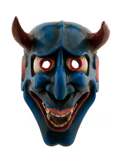 Masque Oni Démon Japonais Nô En Bois – Artisanat Népalais Fait Main