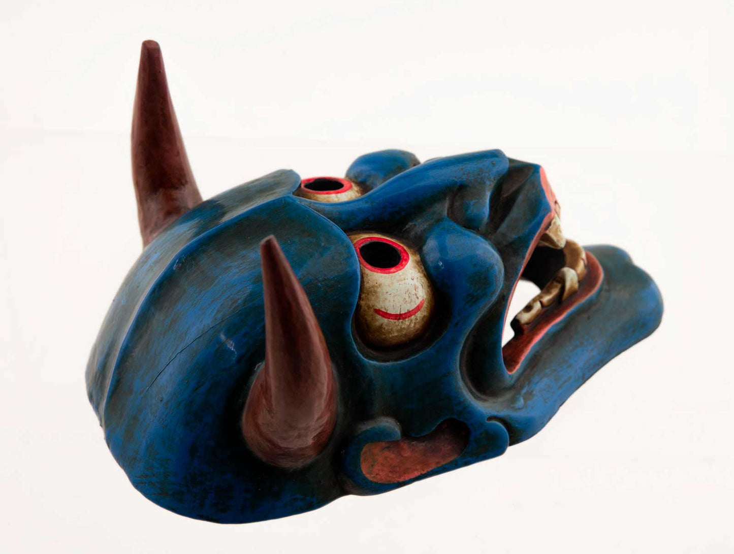 Masque Oni Démon Japonais Nô En Bois – Artisanat Népalais Fait Main