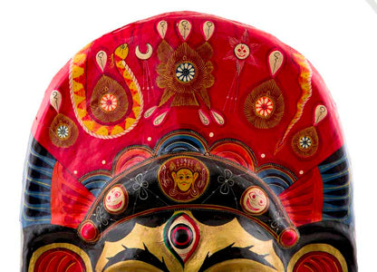 Grand Masque Ganesh Népalais – Masque De Danse Rituelle Du Festival Indra Jatra