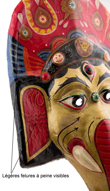Grand Masque Ganesh Népalais – Masque De Danse Rituelle Du Festival Indra Jatra