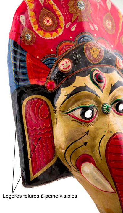 Grand Masque Ganesh Népalais – Masque De Danse Rituelle Du Festival Indra Jatra