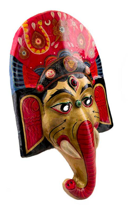 Grand Masque Ganesh Népalais – Masque De Danse Rituelle Du Festival Indra Jatra