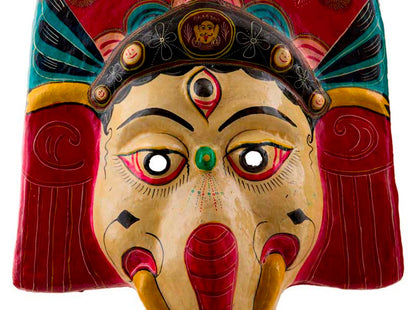 Grand Masque Ganesh Népalais – Masque De Danse Rituelle Du Festival Indra Jatra