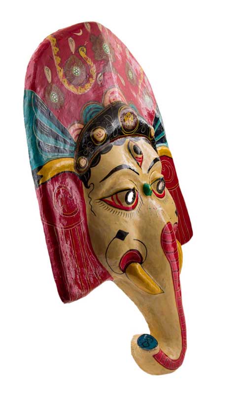 Grand Masque Ganesh Népalais – Masque De Danse Rituelle Du Festival Indra Jatra