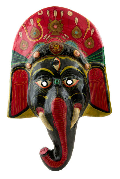Grand Masque Ganesh Népalais – Masque Cérémoniel Du Festival Indra Jatra