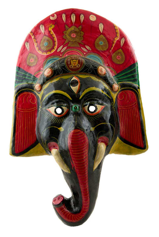 Grand Masque Ganesh Népalais – Masque Cérémoniel Du Festival Indra Jatra