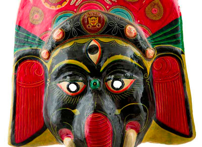 Grand Masque Ganesh Népalais – Masque Cérémoniel Du Festival Indra Jatra