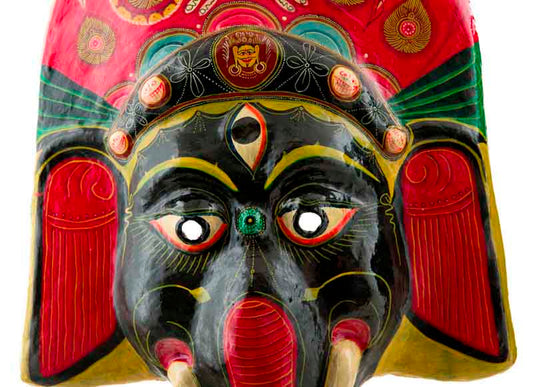 Grand Masque Ganesh Népalais – Masque Cérémoniel Du Festival Indra Jatra