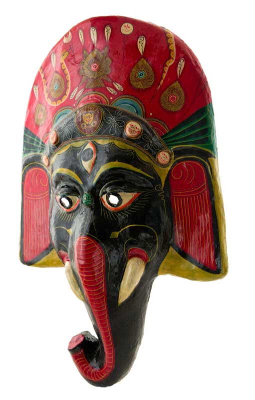 Grand Masque Ganesh Népalais – Masque Cérémoniel Du Festival Indra Jatra