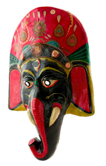 Grand Masque Ganesh Népalais – Masque Cérémoniel Du Festival Indra Jatra