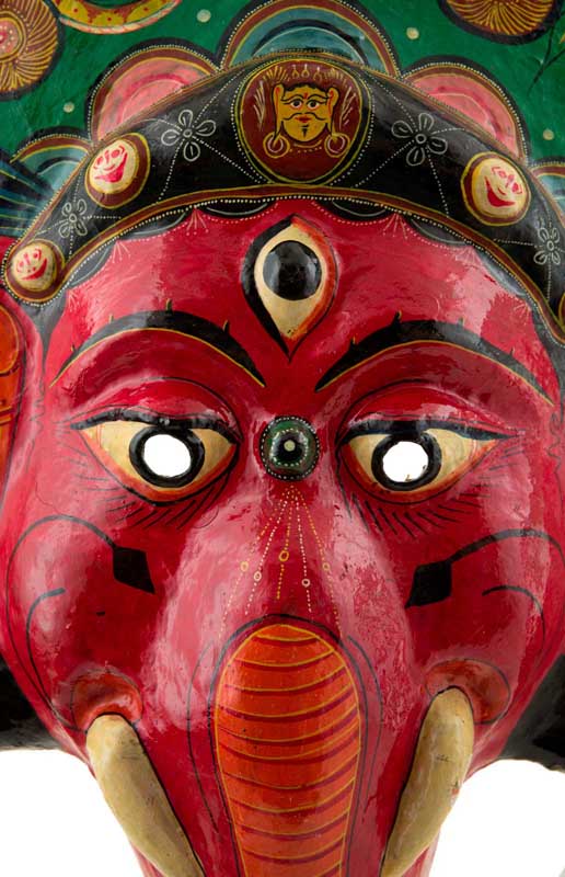 Grand Masque Ganesh Népalais – Masque Cérémoniel Du Festival Indra Jatra
