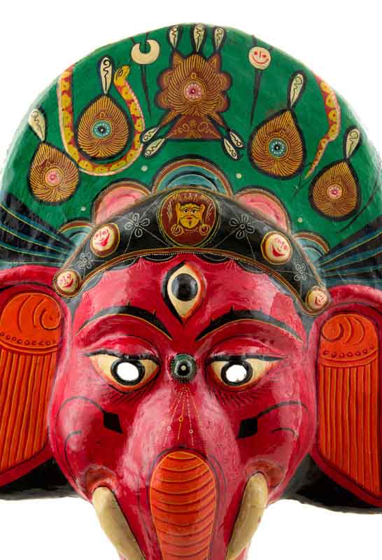 Grand Masque Ganesh Népalais – Masque Cérémoniel Du Festival Indra Jatra