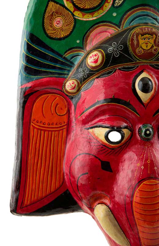Grand Masque Ganesh Népalais – Masque Cérémoniel Du Festival Indra Jatra