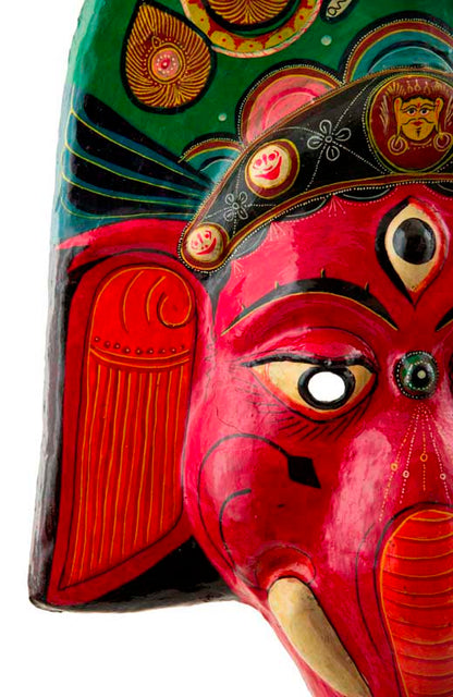 Grand Masque Ganesh Népalais – Masque Cérémoniel Du Festival Indra Jatra