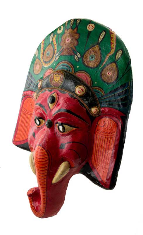 Grand Masque Ganesh Népalais – Masque Cérémoniel Du Festival Indra Jatra