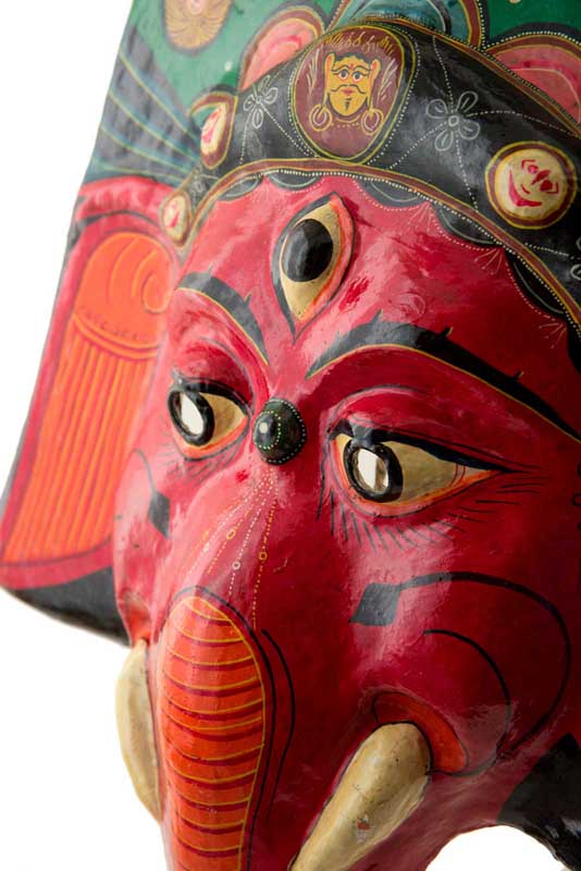 Grand Masque Ganesh Népalais – Masque Cérémoniel Du Festival Indra Jatra