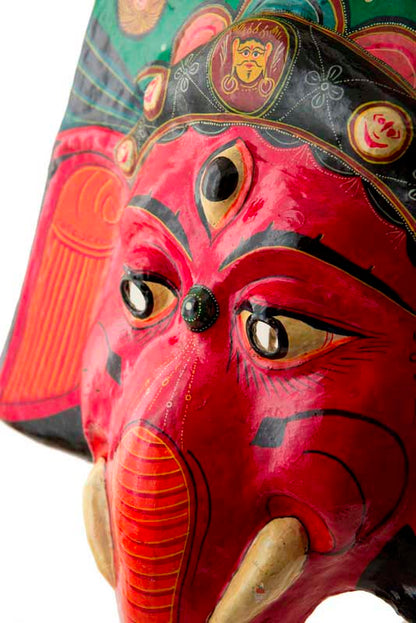 Grand Masque Ganesh Népalais – Masque Cérémoniel Du Festival Indra Jatra