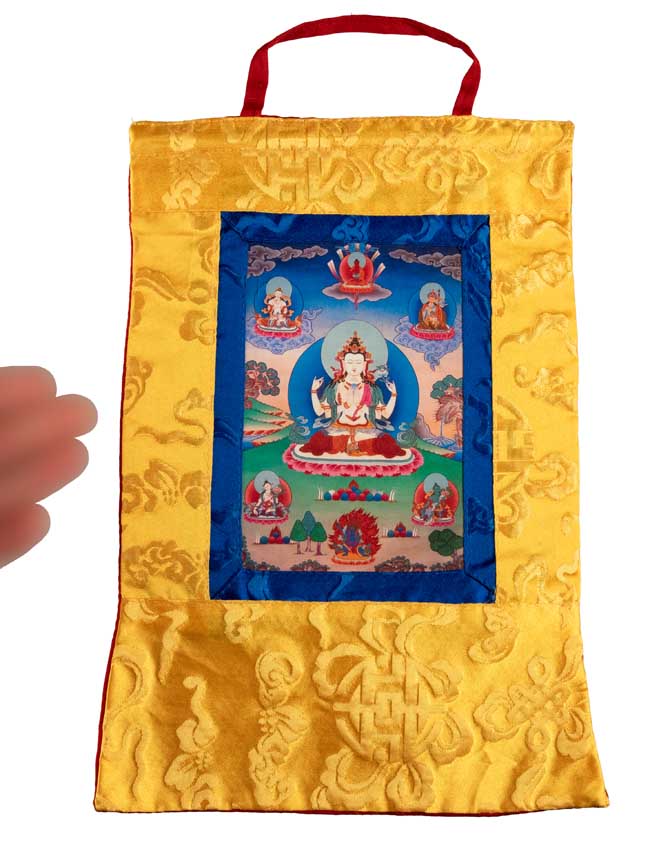 Thangka Miniature Chenrezig – Art Spirituel Du Népal