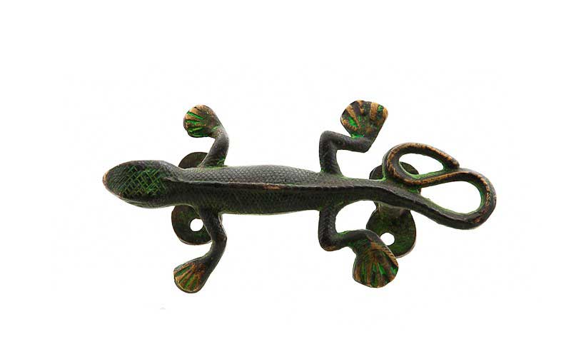 Poignée De Porte Lézard En Alliage De Cuivre Patiné – Artisanat Indien
