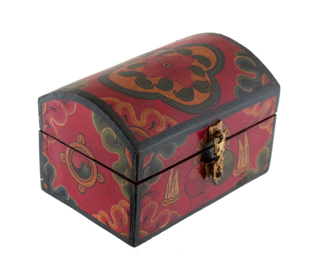 Boîte à bijoux en bois artisanale du Népal – décor Nœud infini et fleur de lotus