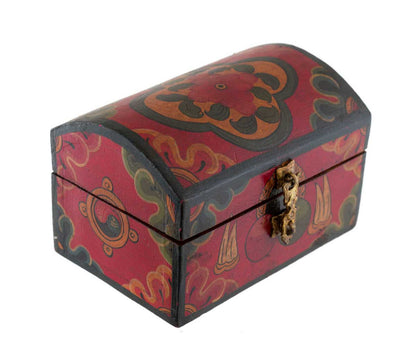 Boîte à bijoux en bois artisanale du Népal – décor Nœud infini et fleur de lotus