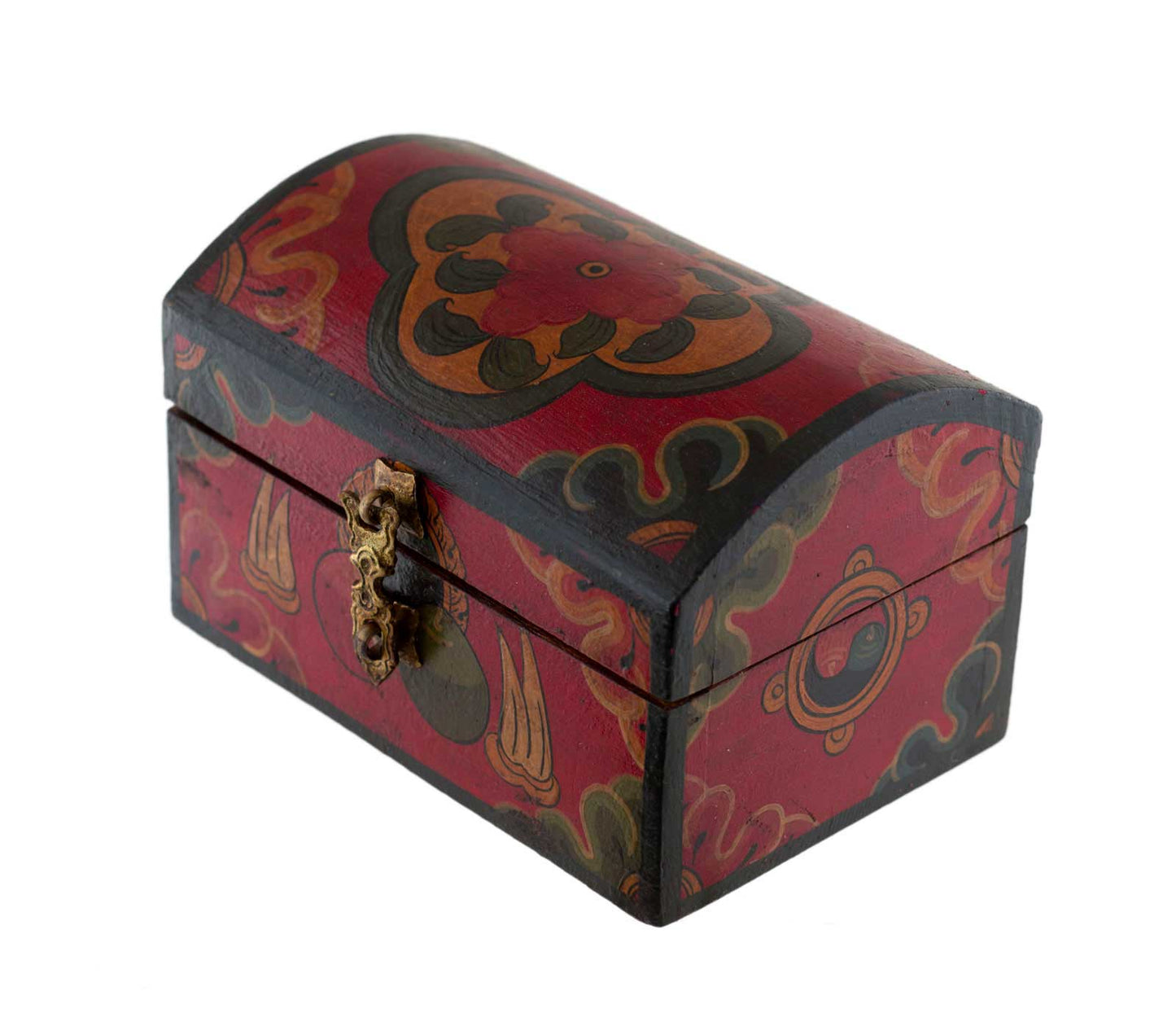 Boîte à bijoux en bois artisanale du Népal – décor Nœud infini et fleur de lotus