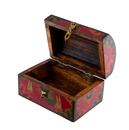 Boîte à bijoux en bois artisanale du Népal – décor Nœud infini et fleur de lotus