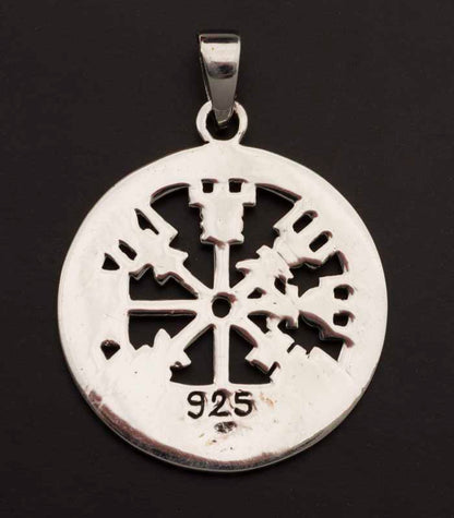 Pendentif Viking Vegvísir et Runes en Argent 925
