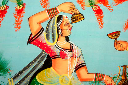 Peinture Moghole Miniature Indienne – Maharaja et Princesse