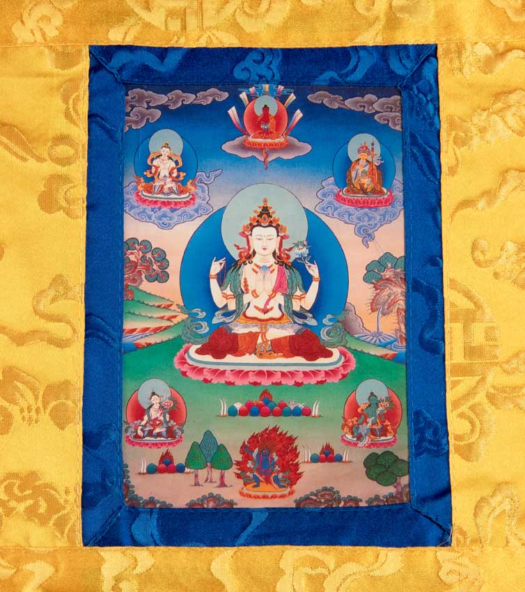 Thangka Miniature Chenrezig – Art Spirituel Du Népal