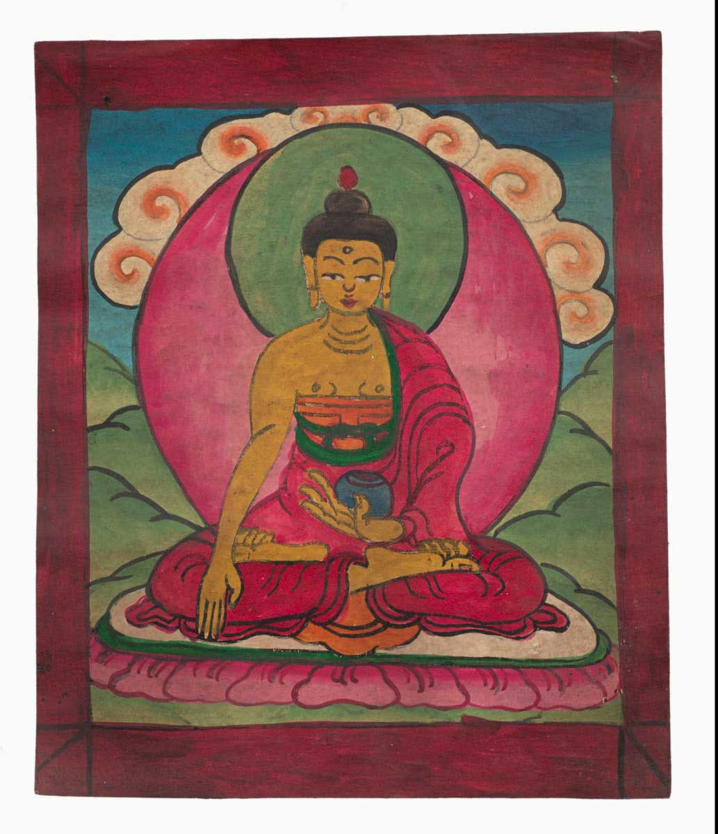 Tsakli Tibétain Bouddha – Peinture Miniature Rituelle Bouddhiste