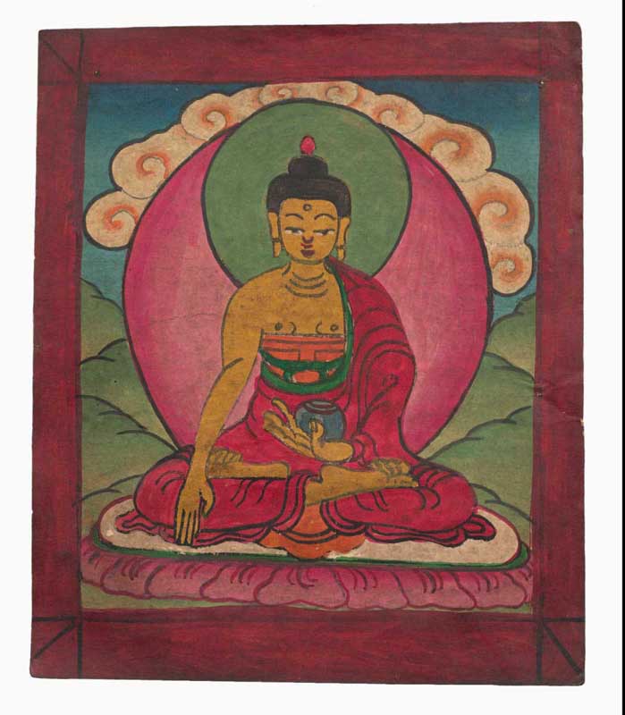 Tsakli Tibétain Bouddha – Peinture Miniature Initiatique Bouddhiste