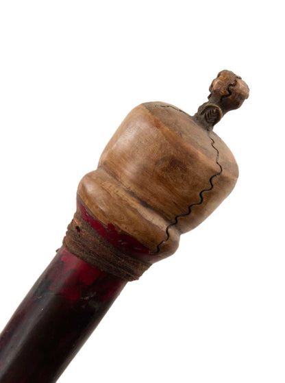 Khatvanga Tibétain en Bois et Os de Bovin – Petit Sceptre Rituel Bouddhiste Tantrique