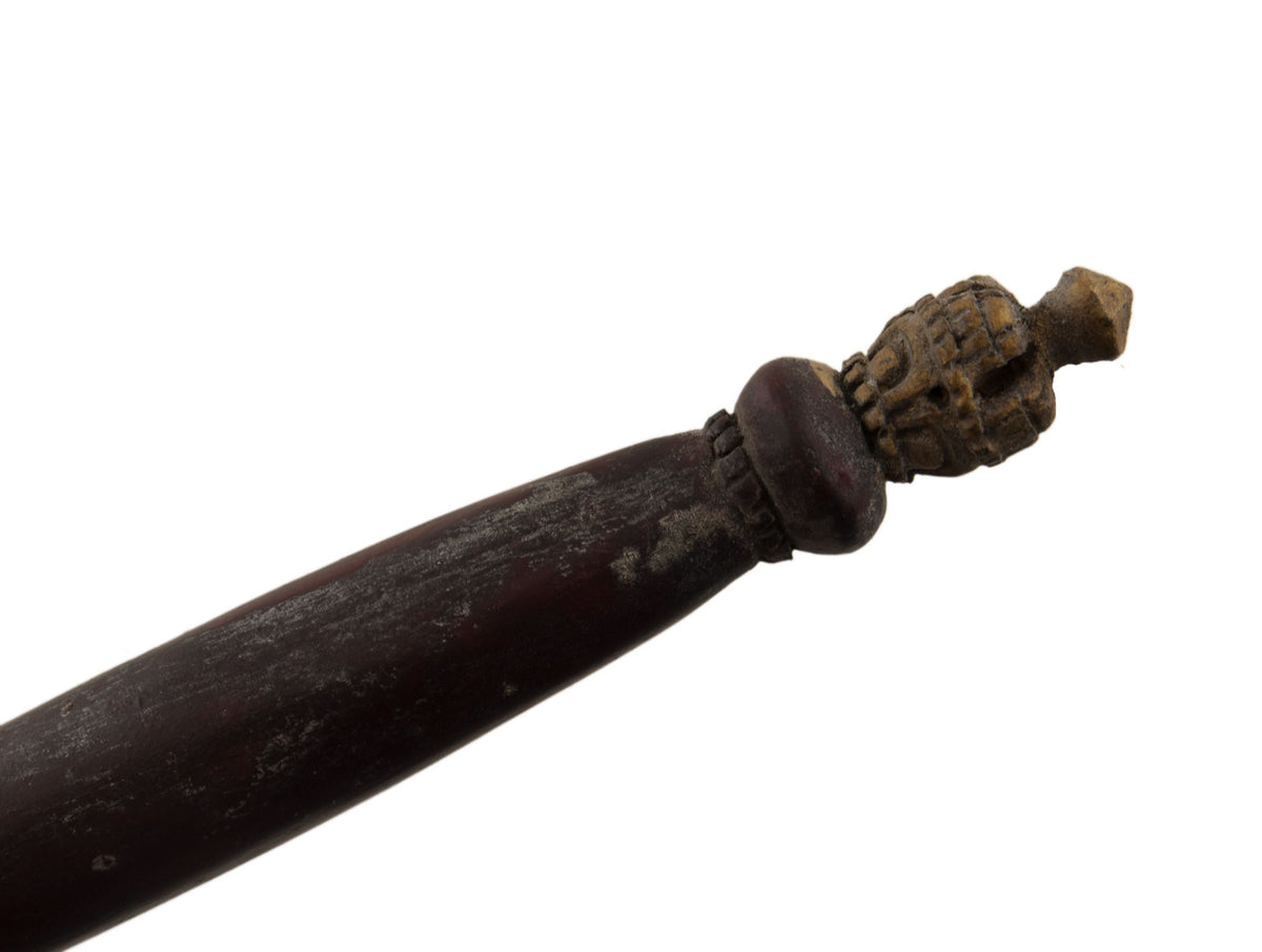 Khatvanga Tibétain en Bois et Os de Bovin – Sceptre Rituel Bouddhiste Tantrique