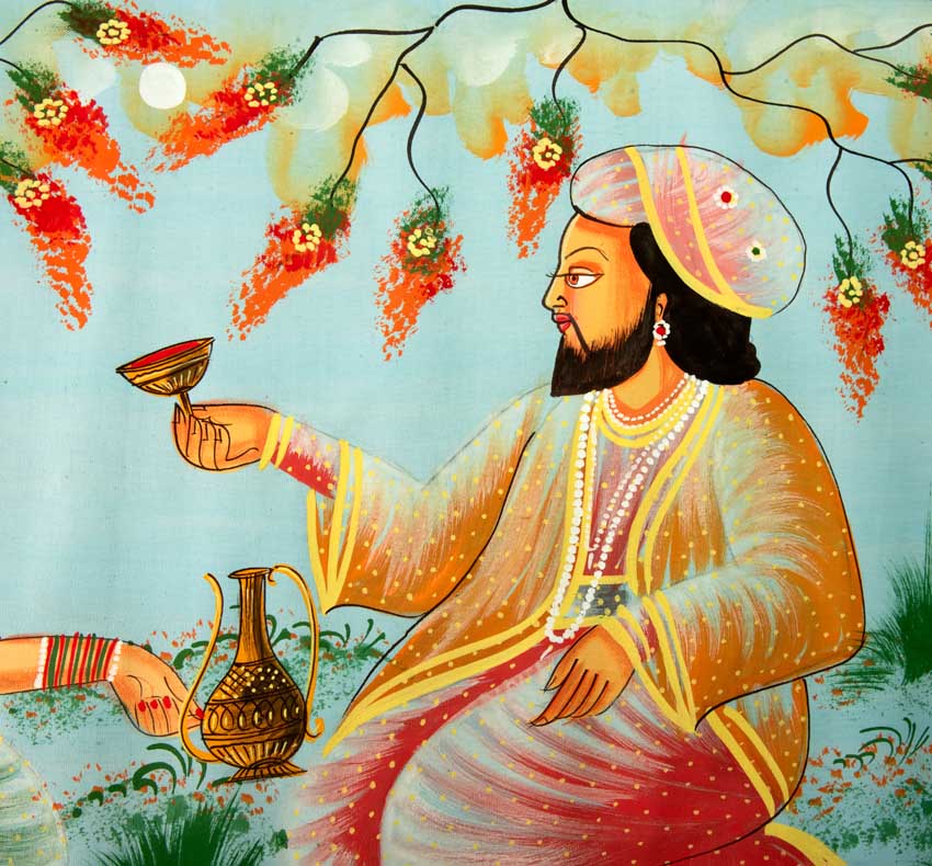 Peinture Moghole Miniature Indienne – Maharaja et Princesse