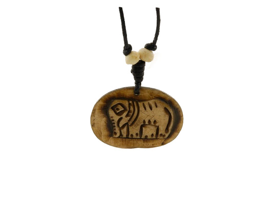 Collier Ethnique Pendentif En Corne De Yak Éléphant