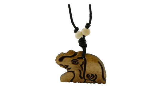 Collier Ethnique Pendentif En Corne De Yak Éléphant