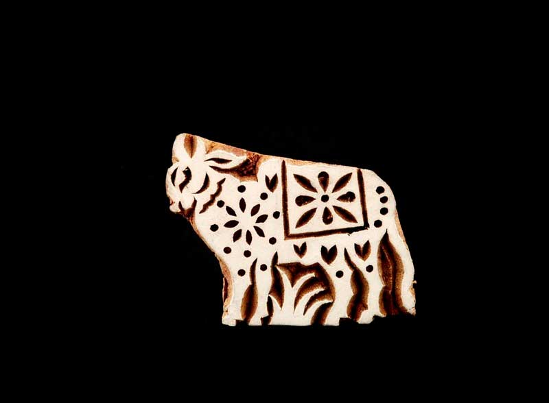 Tampon Encreur En Bois Sculpté – Motif Vache Nandi