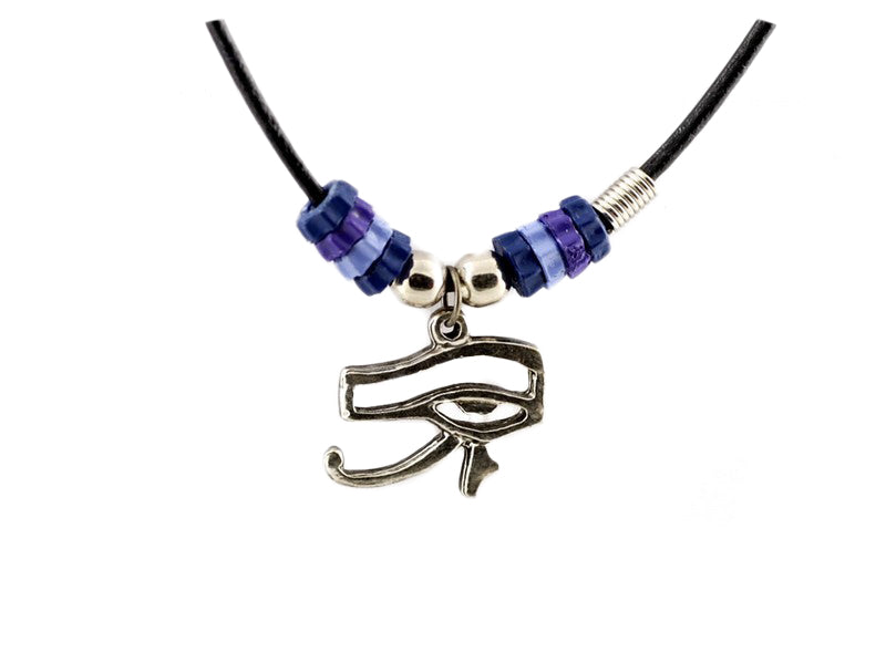 Pendentif Œil d'Horus Oudjat en métal avec cordon – Symbole protecteur de l'Égypte ancienne