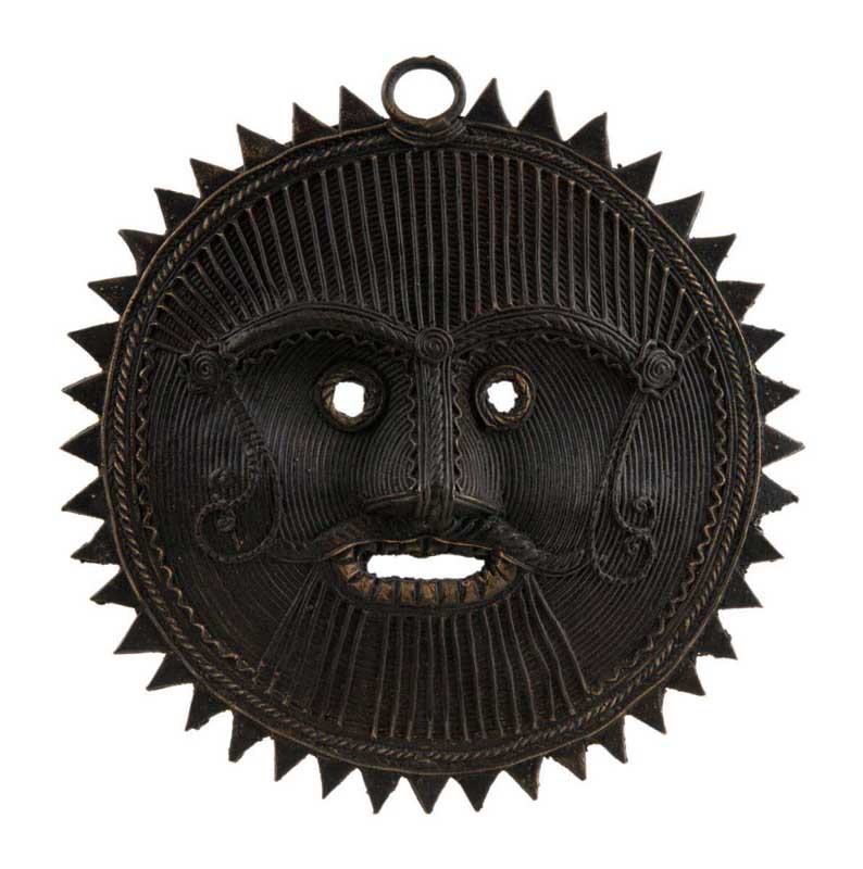 Plaque Soleil Dhokra – Art Tribal Surya En Métal Orissa Inde
