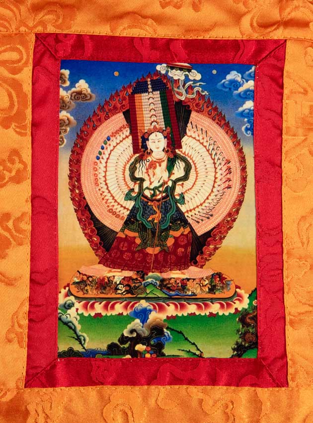 Thangka Miniature Sitatapatra – Parasol Blanc Du Bouddhisme Tibétain