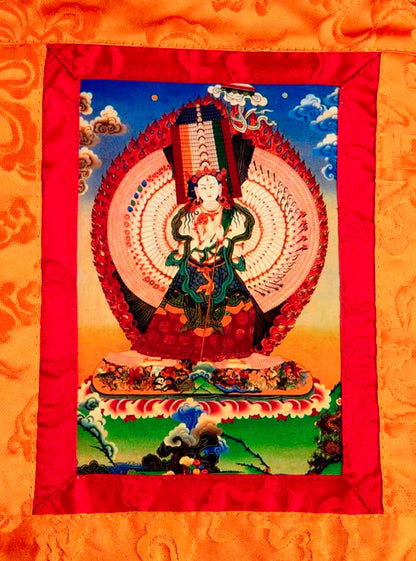 Thangka Miniature Sitatapatra – Parasol Blanc Du Bouddhisme Tibétain
