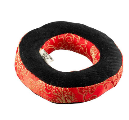 Coussin pour Bol Tibétain Chantant en Brocart Rouge Ø9cm – Artisanat du Népal