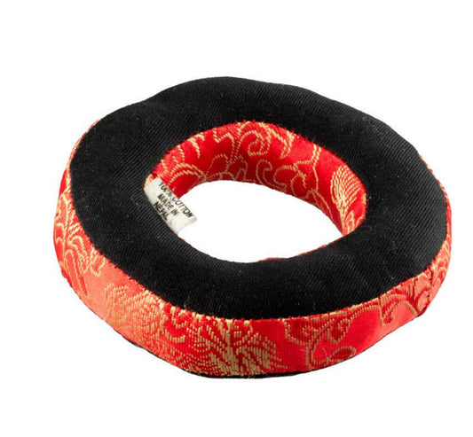 Coussin pour Bol Tibétain Chantant en Brocart Rouge Ø9cm – Artisanat du Népal