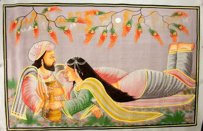 Peinture Moghole Miniature Indienne – Maharaja et Princesse