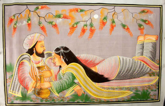 Peinture Moghole Miniature Indienne – Maharaja et Princesse