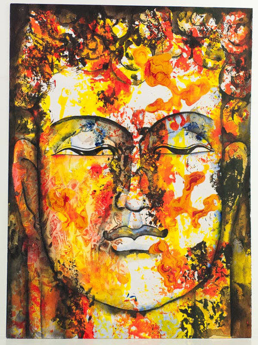 Peinture Bouddha Zen Népalais – Œuvre Unique Signée Par L’Artiste Pradeep