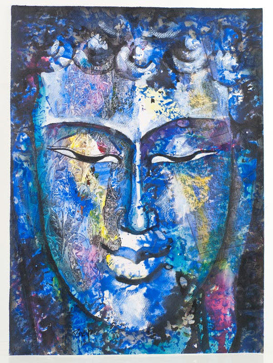Peinture Bouddha Zen Népalais – Œuvre Unique Signée Par L’Artiste Pradeep