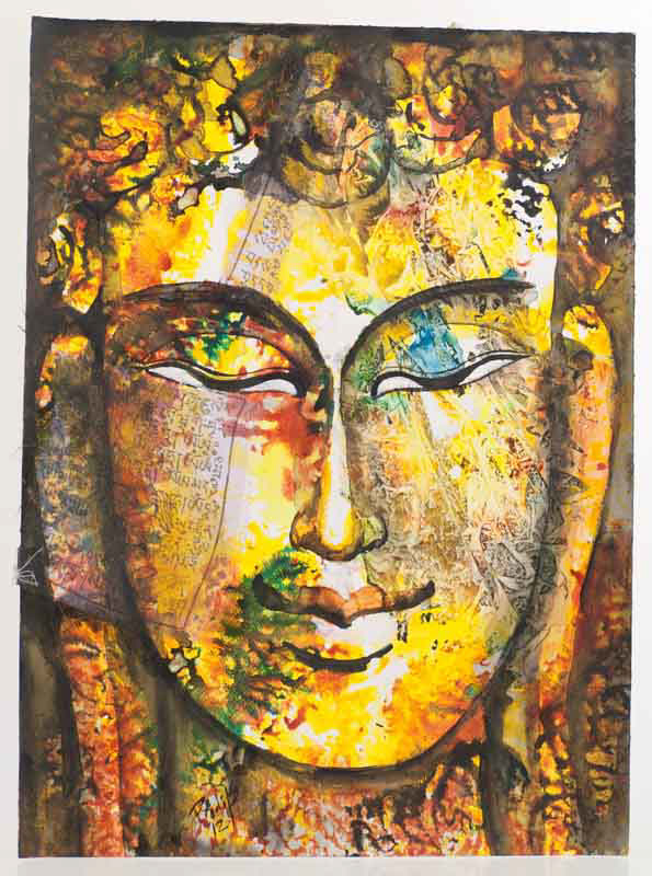 Peinture Bouddha Zen Sur Papier Artisanal – Œuvre Unique Signée